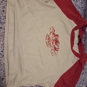 SHEIN Red and White Angel Baby Crop Top